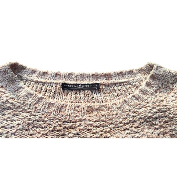 Peruvian Connection Women's Beige/Orange/Brown Medium Pima Cotton Knit Sweater - Picture 5 of 11